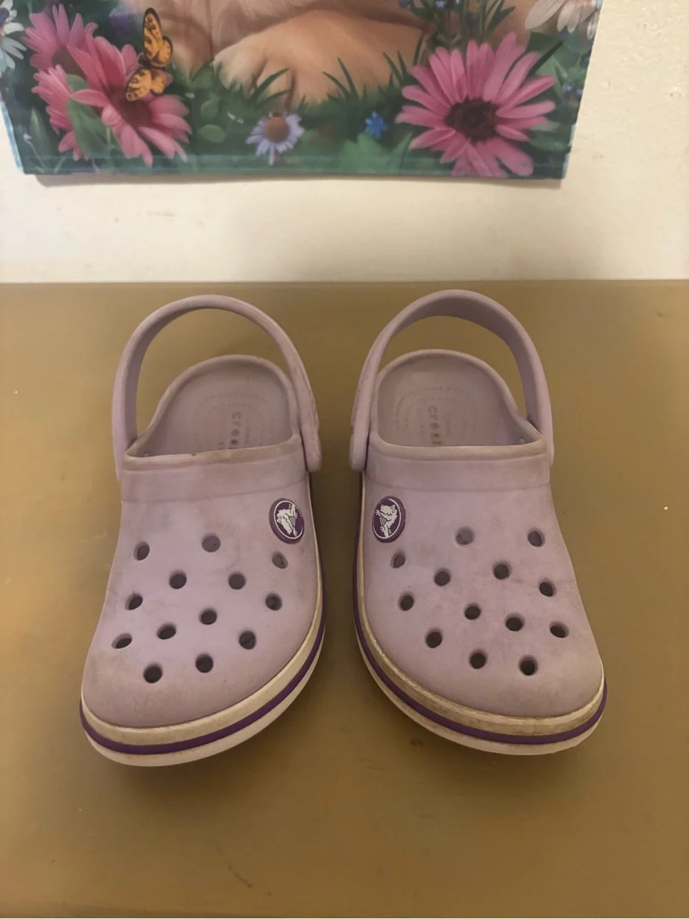 CROCS Kids Lavender Slip-On Clogs with Purple Trim - Picture 5 of 10